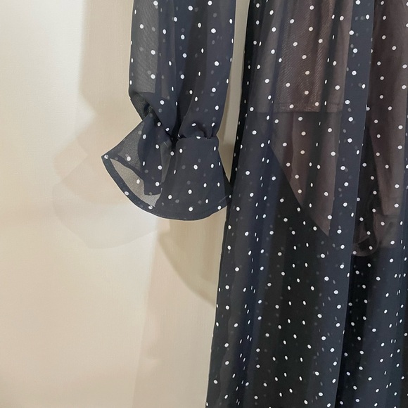 For Love And Lemons Black Sheer Polka Dot Maxi Dress - Picture 7 of 11